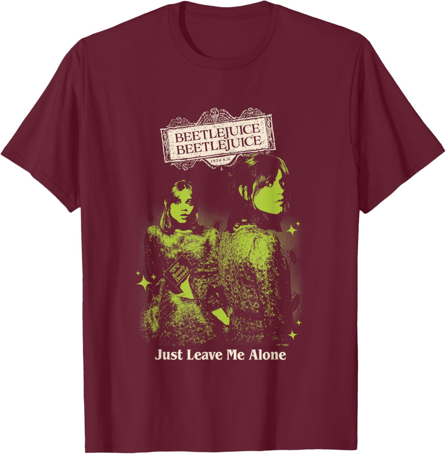 Beetlejuice Beetlejuice Just Leave Me Alone Astrid Vintage T-Shirt - T-Shirt | Maroon