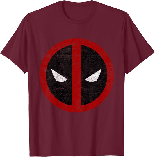 Marvel Comics Retro Classic Deadpool Mask Distressed Icon T-Shirt - T-Shirt | Maroon