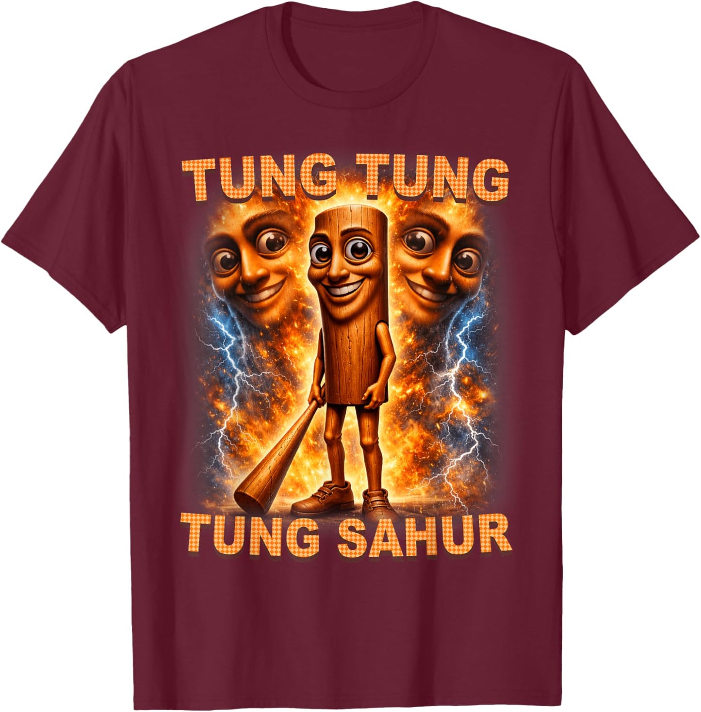 Tung Tung Tung Sahur is Calling Funny Italian Brainrot T-Shirt - T-Shirt | Maroon