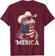 Ankylosaurus Dinosaur American Flag Bandana Cowboy Hat T-Shirt - T-Shirt | Maroon