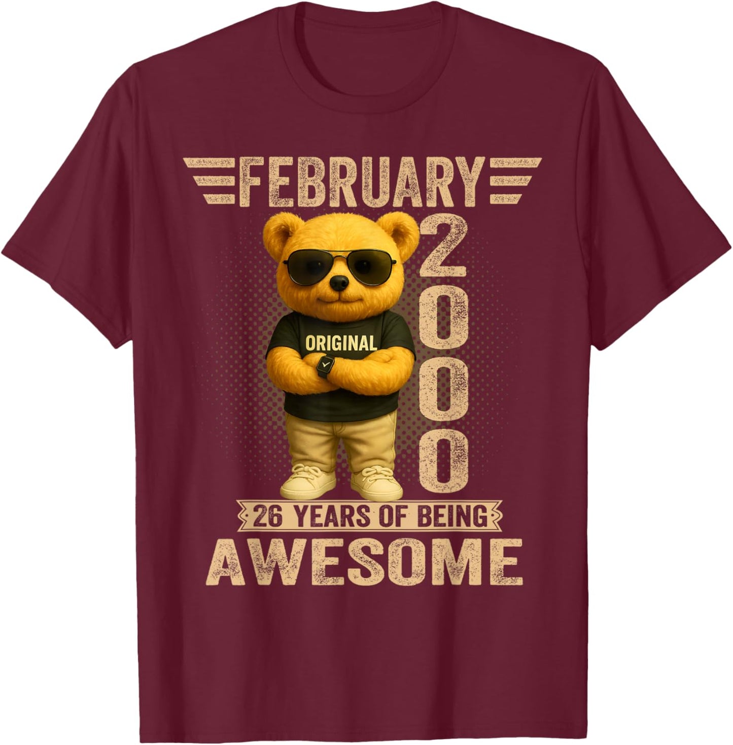 Teddy Bear 26 Years February 2000 T-Shirt - T-Shirt | Maroon