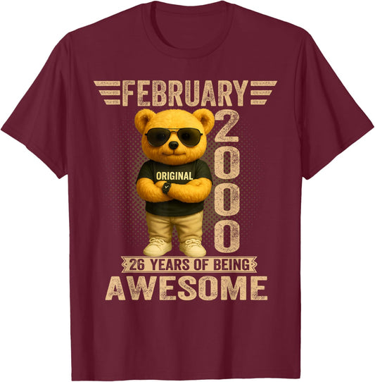 Teddy Bear 26 Years February 2000 T-Shirt - T-Shirt | Maroon