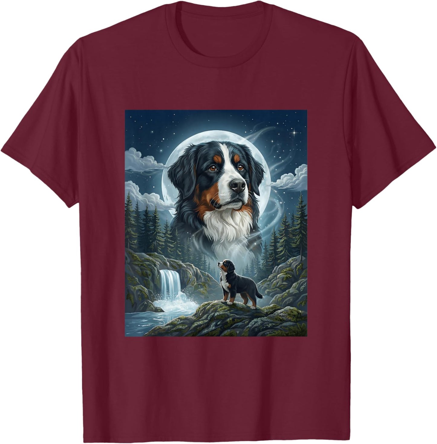 Berner Sennenhund Heulender Mond Meme Lustiger Hundeliebhaber T-Shirt - T-Shirt | Maroon