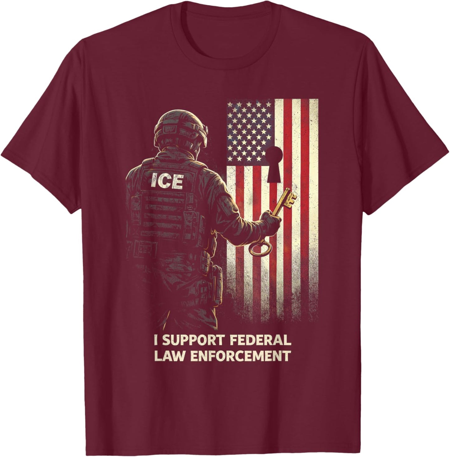 ICE Agent I Support Federal Law Enforcement T-Shirt - T-Shirt | Maroon
