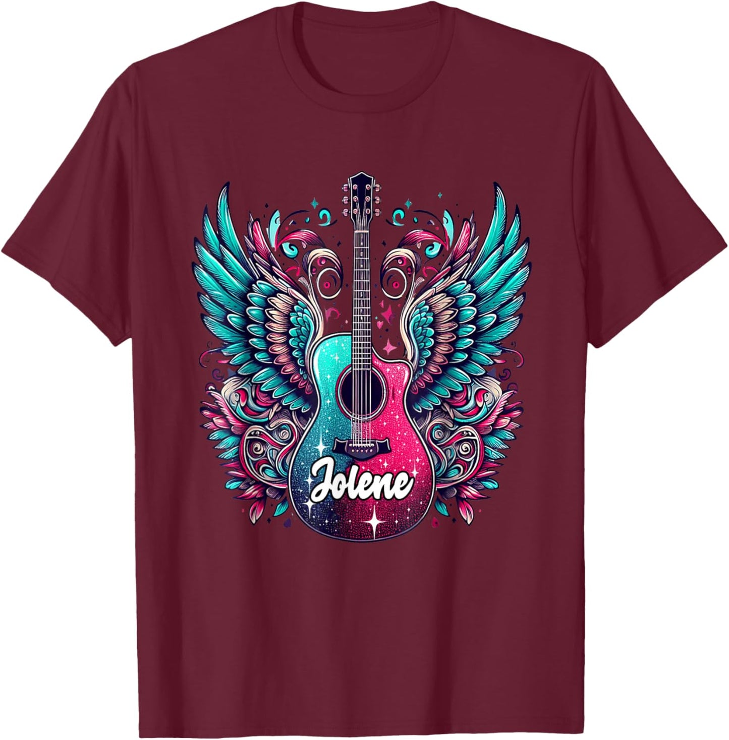 Girl Retro Jolene First Name Personalized Groovy 80's T-Shirt - T-Shirt | Maroon