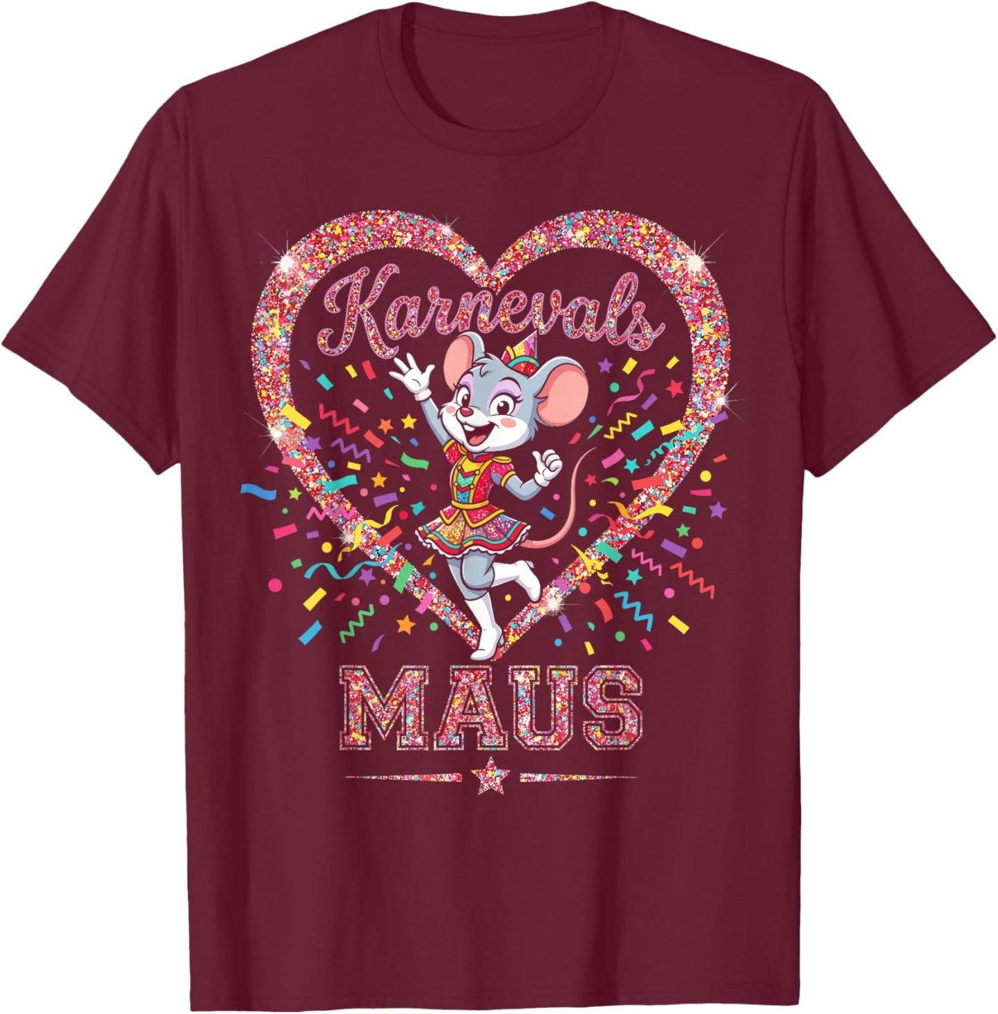 Carnival Mouse Red White Cologne Fancy Dress Party Look T-Shirt - T-Shirt | Maroon