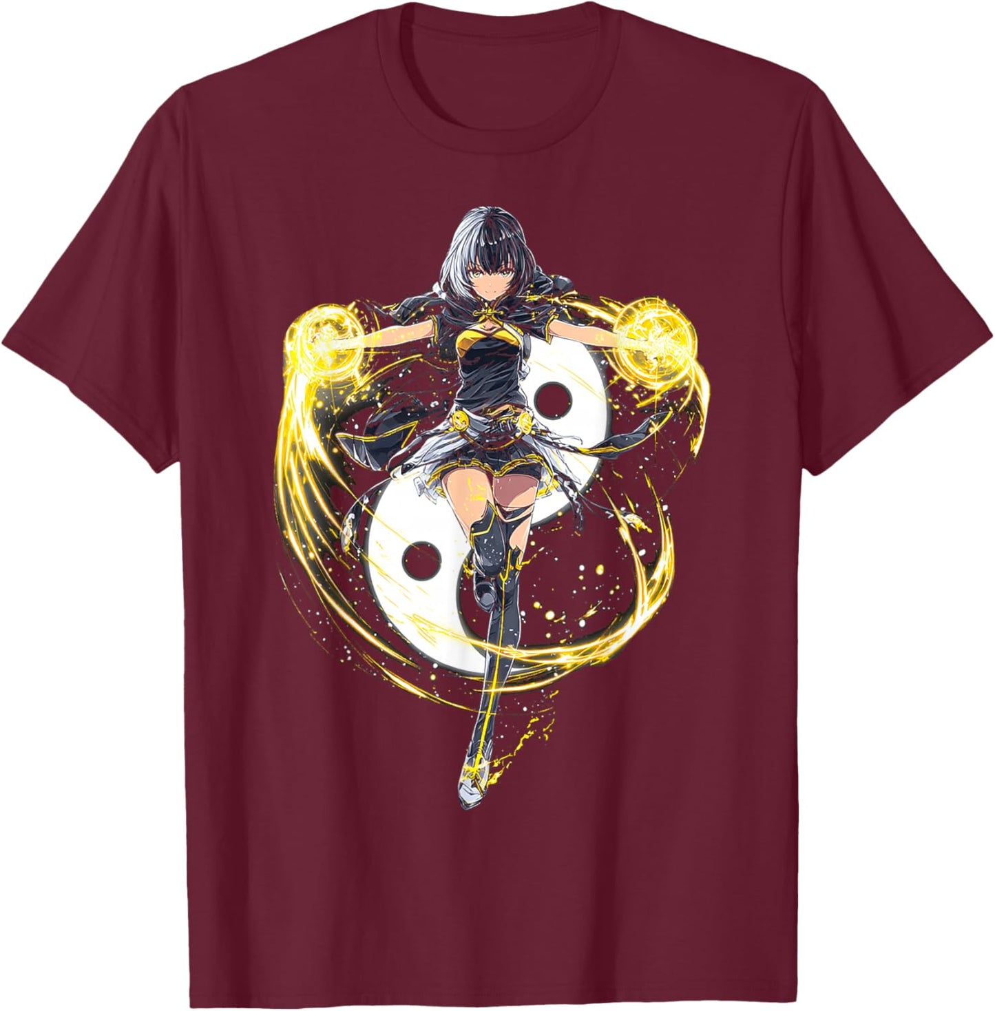 Anime Yin et Yang T-Shirt - T-Shirt | Maroon