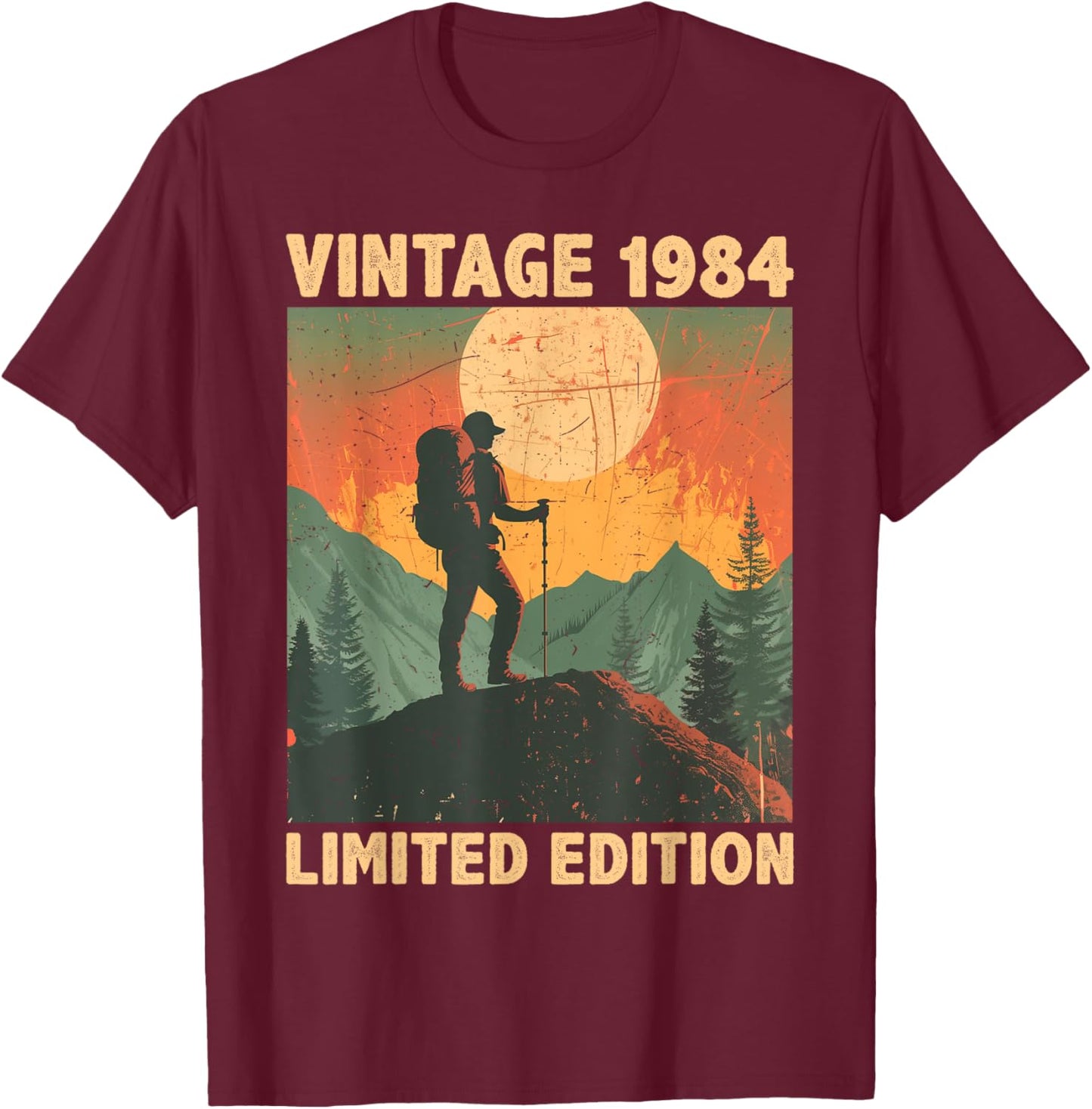40 Years Old Gift Vintage 1984 Hiking Lover 40th Birthday T-Shirt - T-Shirt | Maroon