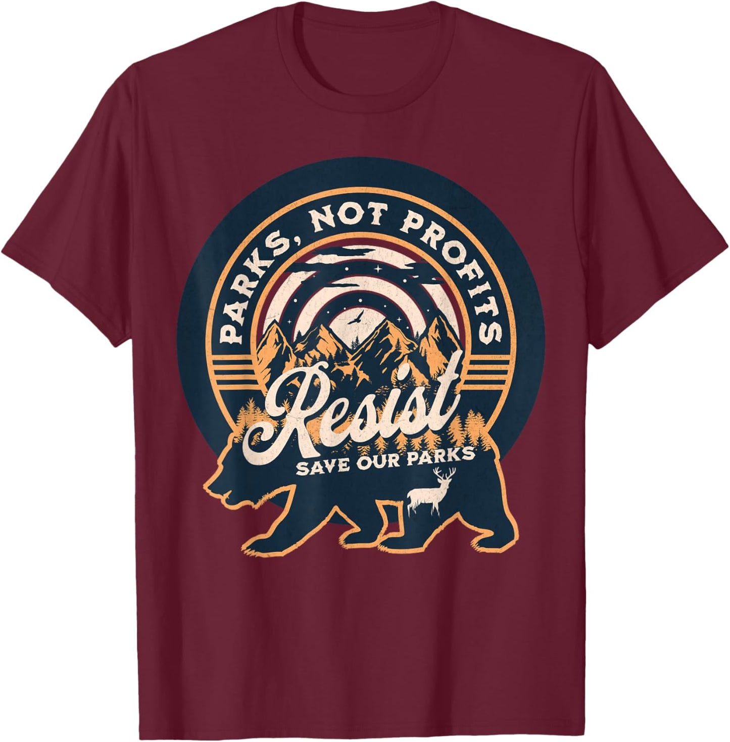 Resist National Parks Not Profits Alt US Bear Save Our Parks T-Shirt - T-Shirt | Maroon