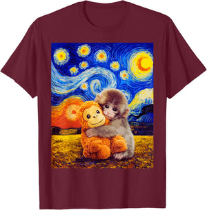 Punch Baby Monkey Starry Night Panchi Monkeys Day 2026 T-Shirt - T-Shirt | Maroon