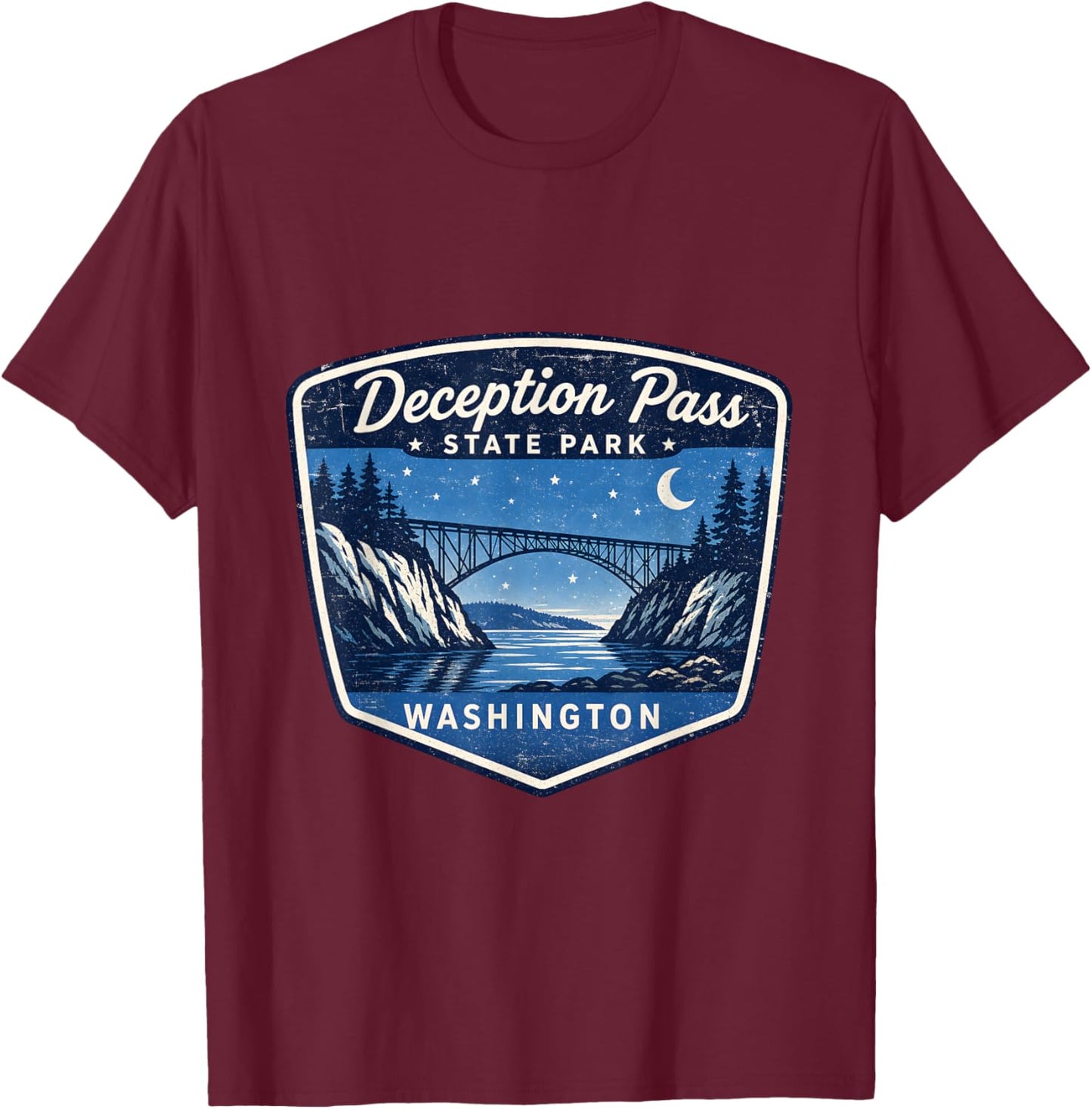 Deception Pass State Park Washington Outdoor Nature Travel T-Shirt - T-Shirt | Maroon