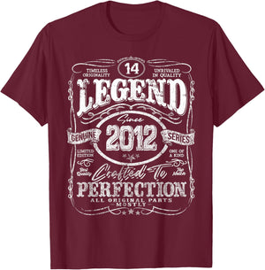 Vintage 2012 Limited Edition Shirt 14 Year Old 14th Birthday T-Shirt - T-Shirt | Maroon