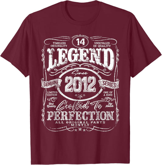 Vintage 2012 Limited Edition Shirt 14 Year Old 14th Birthday T-Shirt - T-Shirt | Maroon