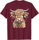 Highland Cow Xmas Lights Merry Christmas Pajamas Holiday T-Shirt - T-Shirt | Maroon