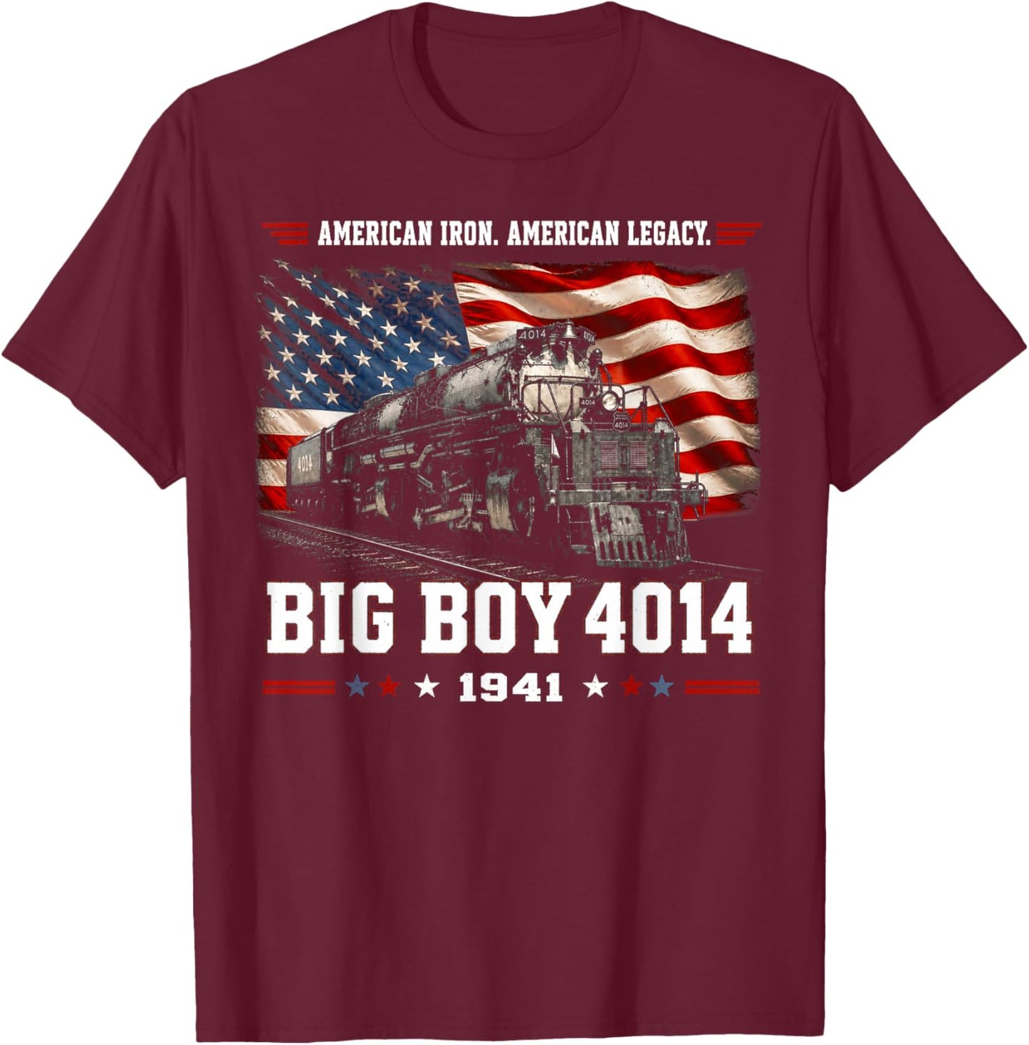 Big Boy 4014 Vintage Steam Locomotive Railroad Train Engine T-Shirt - T-Shirt | Maroon
