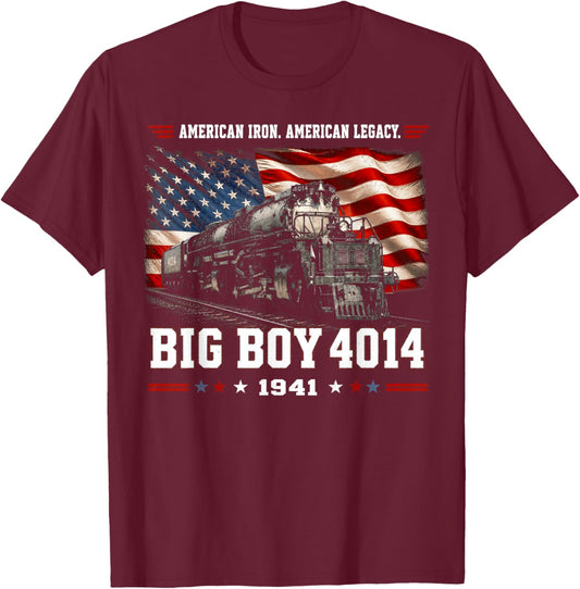 Big Boy 4014 Vintage Steam Locomotive Railroad Train Engine T-Shirt - T-Shirt | Maroon