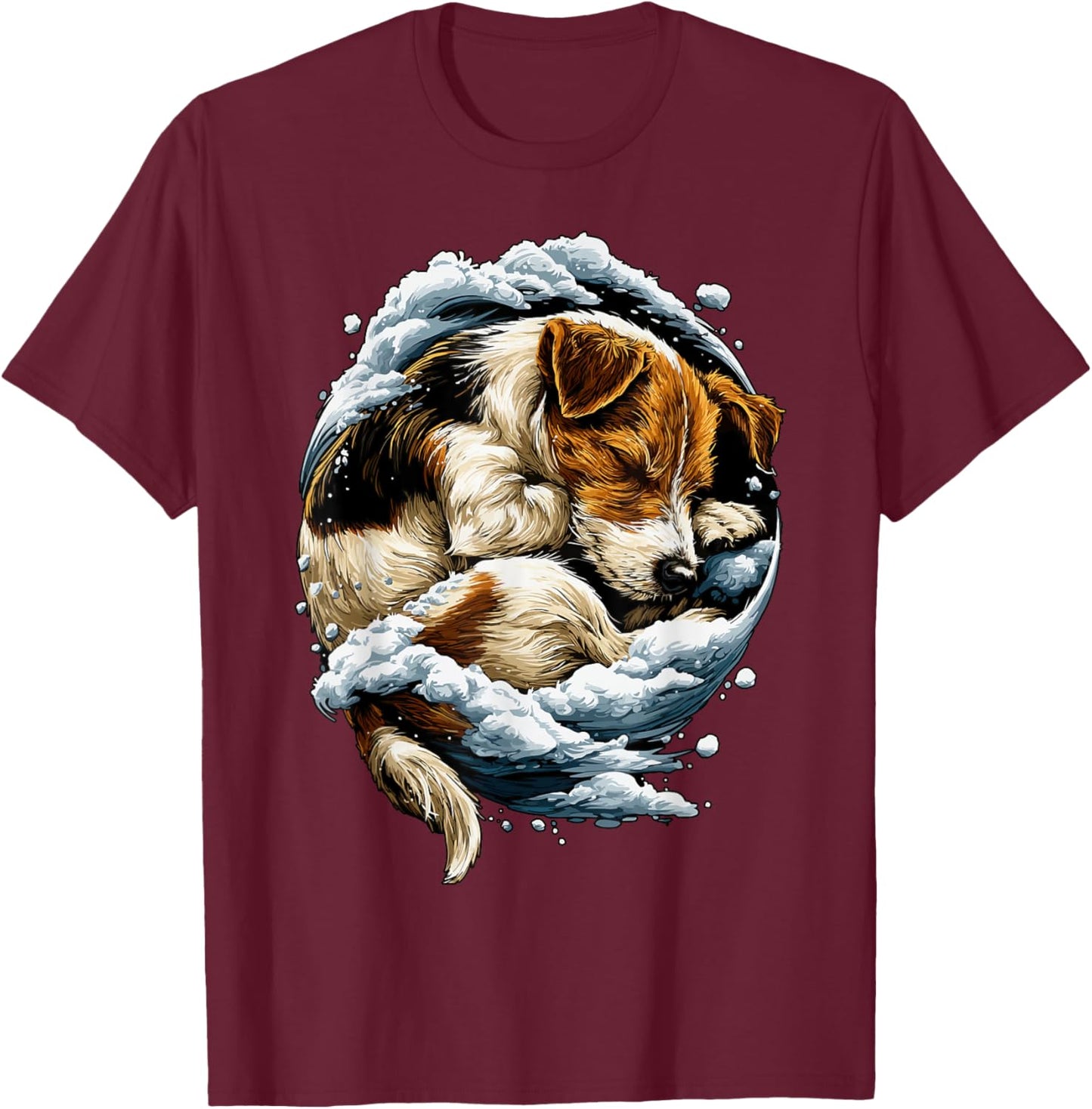 Jack Russell avec Chien enneigé pour l'hiver T-Shirt - T-Shirt | Maroon