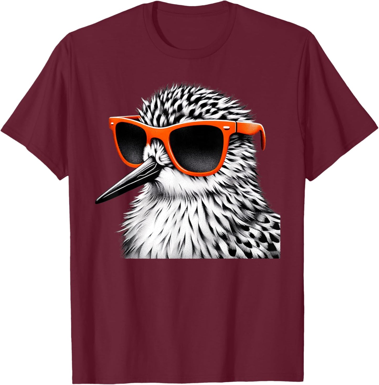 Cool Sandpiper Bird Wearing Sunglasses Graphic Art T-Shirt - T-Shirt | Maroon