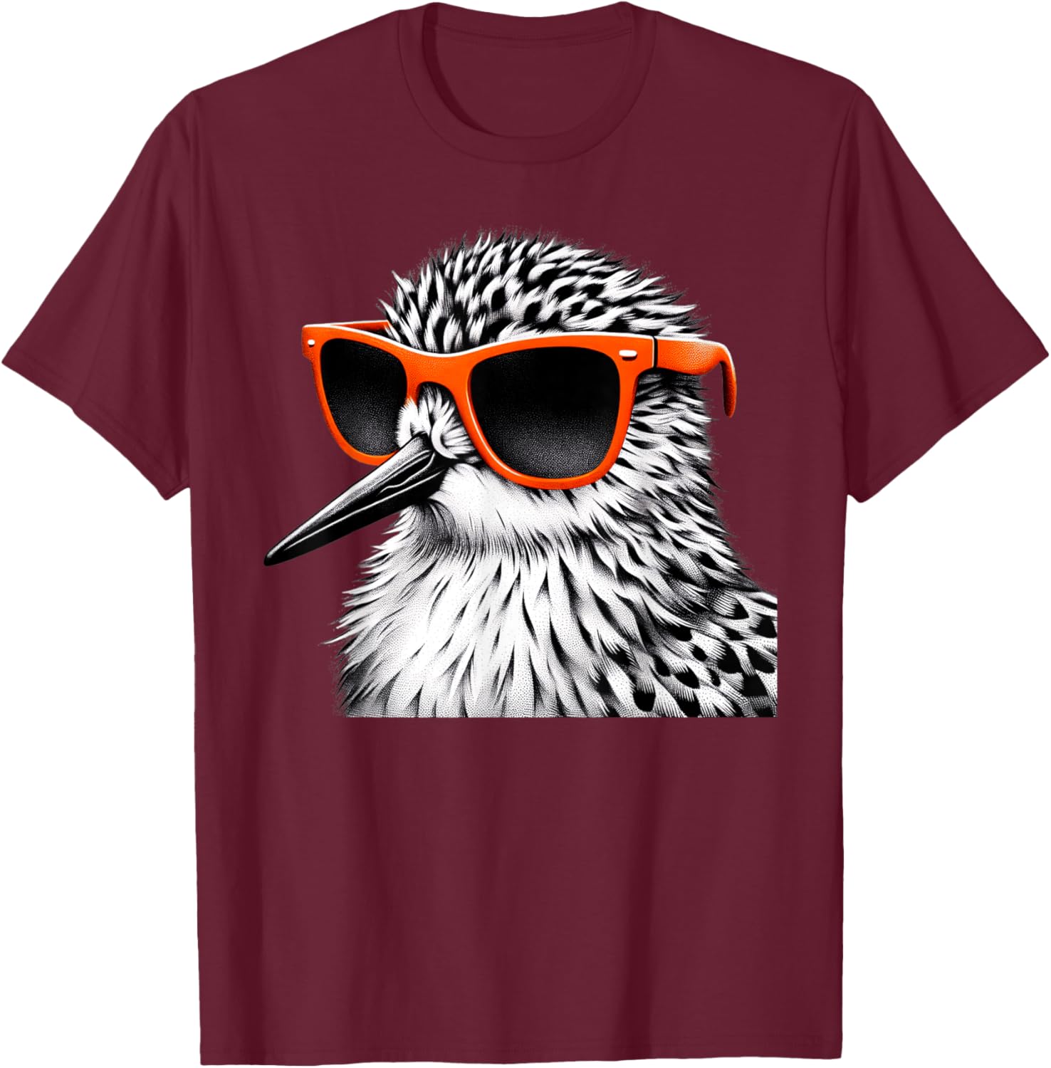 Cool Sandpiper Bird Wearing Sunglasses Graphic Art T-Shirt - T-Shirt | Maroon