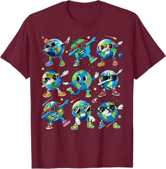 Dabbing Earth Funny Earth Day 2025 Boys Girls Kids Toddlers T-Shirt - T-Shirt | Maroon