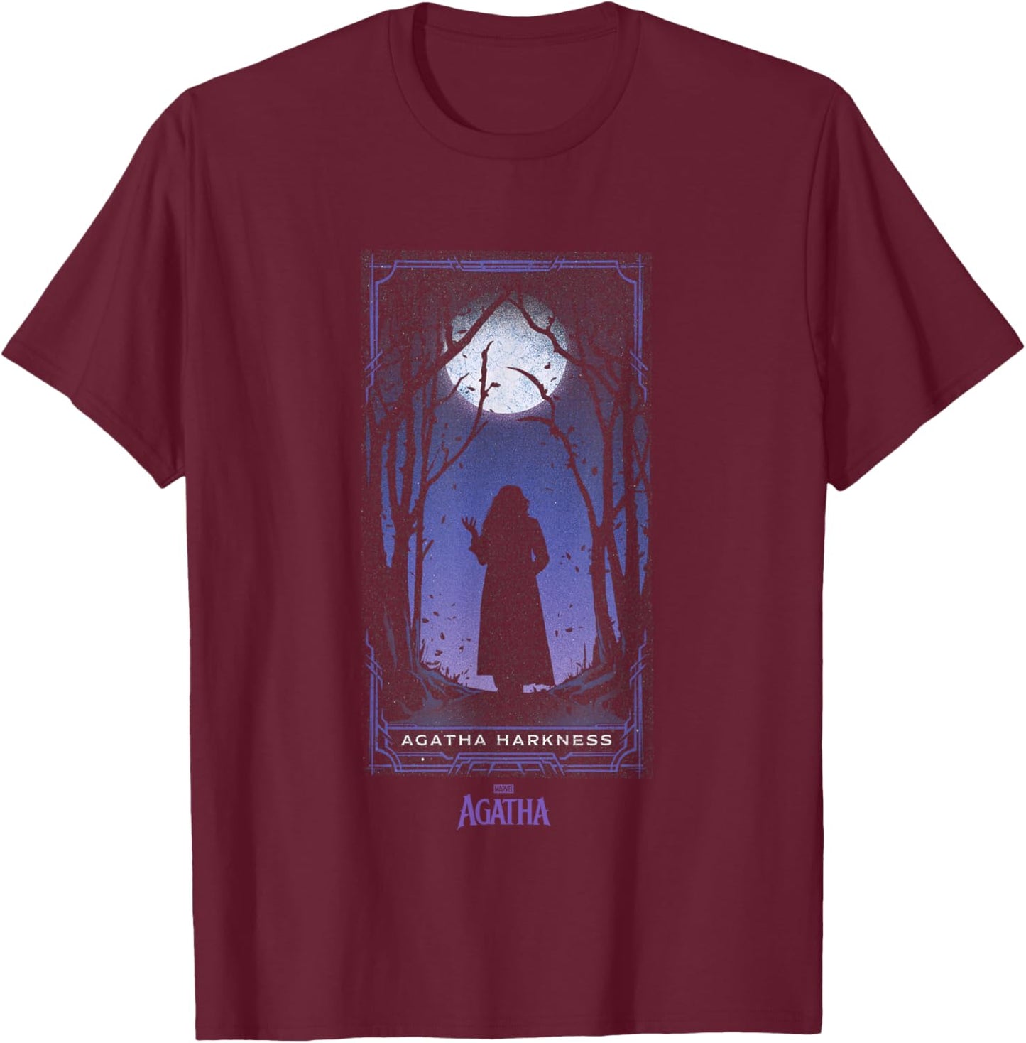 Marvel Agatha All Along Purple Agatha Tarot Card Vintage T-Shirt - T-Shirt | Maroon