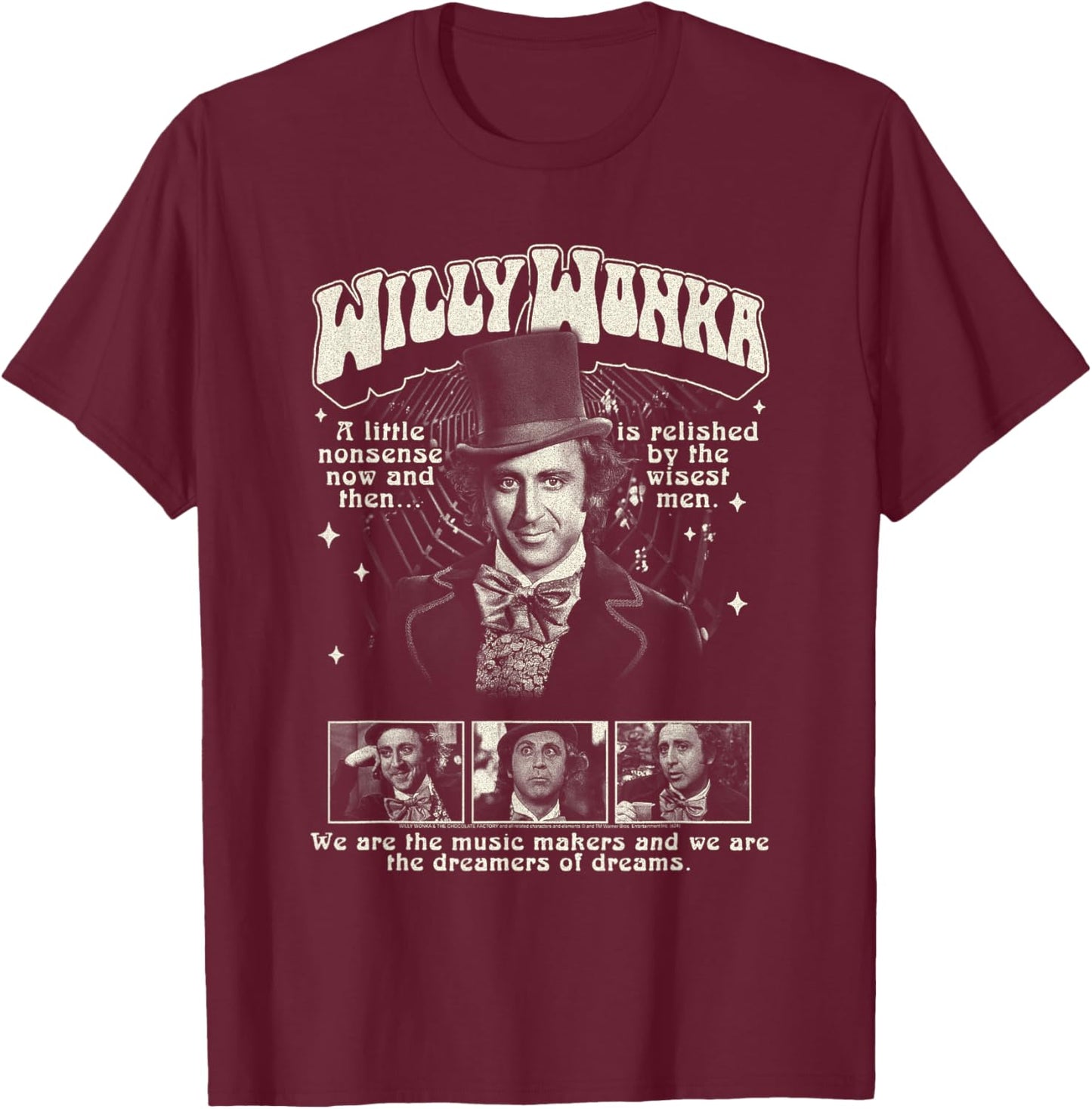 Willy Wonka and The Chocolate Factory Wonka Collage Movie T-Shirt - T-Shirt | Maroon