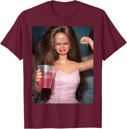 Disgusted Face Meme Doll Babe X Only Cute Baby Love Fans T-Shirt - T-Shirt | Maroon