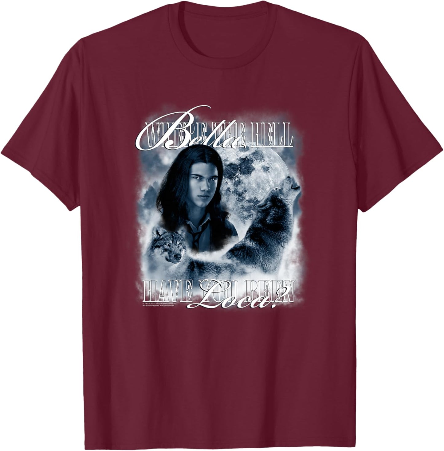 Twilight Saga Retro Jacob Wolf Moon Loca Movie Haut de Gamme T-Shirt - T-Shirt | Maroon
