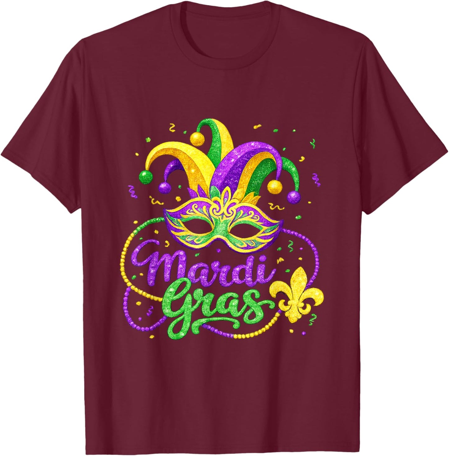 Funny Carnival Party Mask Costume Mardi Gras T-Shirt - T-Shirt | Maroon