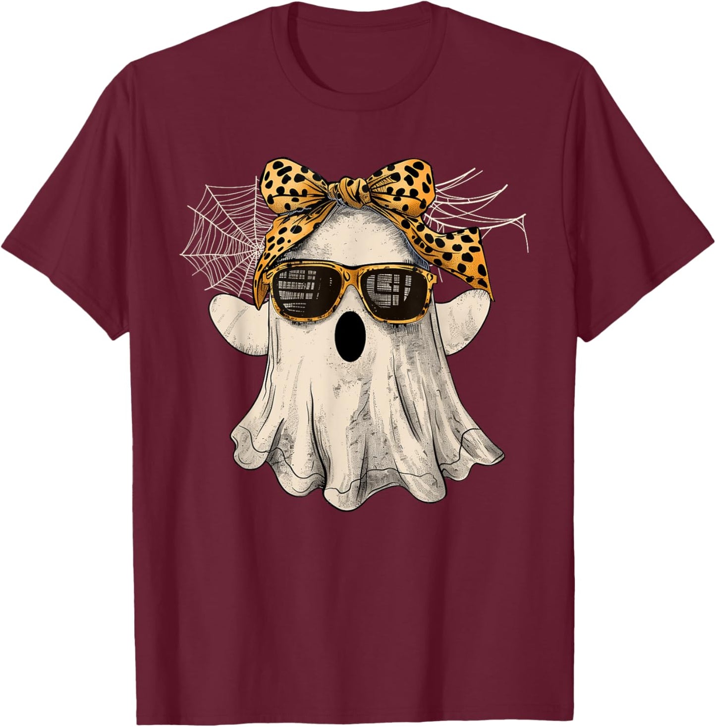 Halloween Cute Ghost Glasses Costume Girl Kids Toddler Women T-Shirt - T-Shirt | Maroon