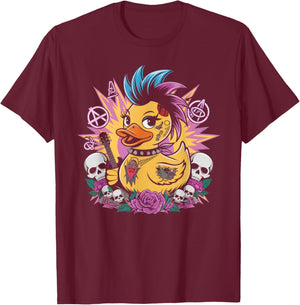 Punk Men's Women Duck Rock Ducker Anarchy Punker T-Shirt - T-Shirt | Maroon