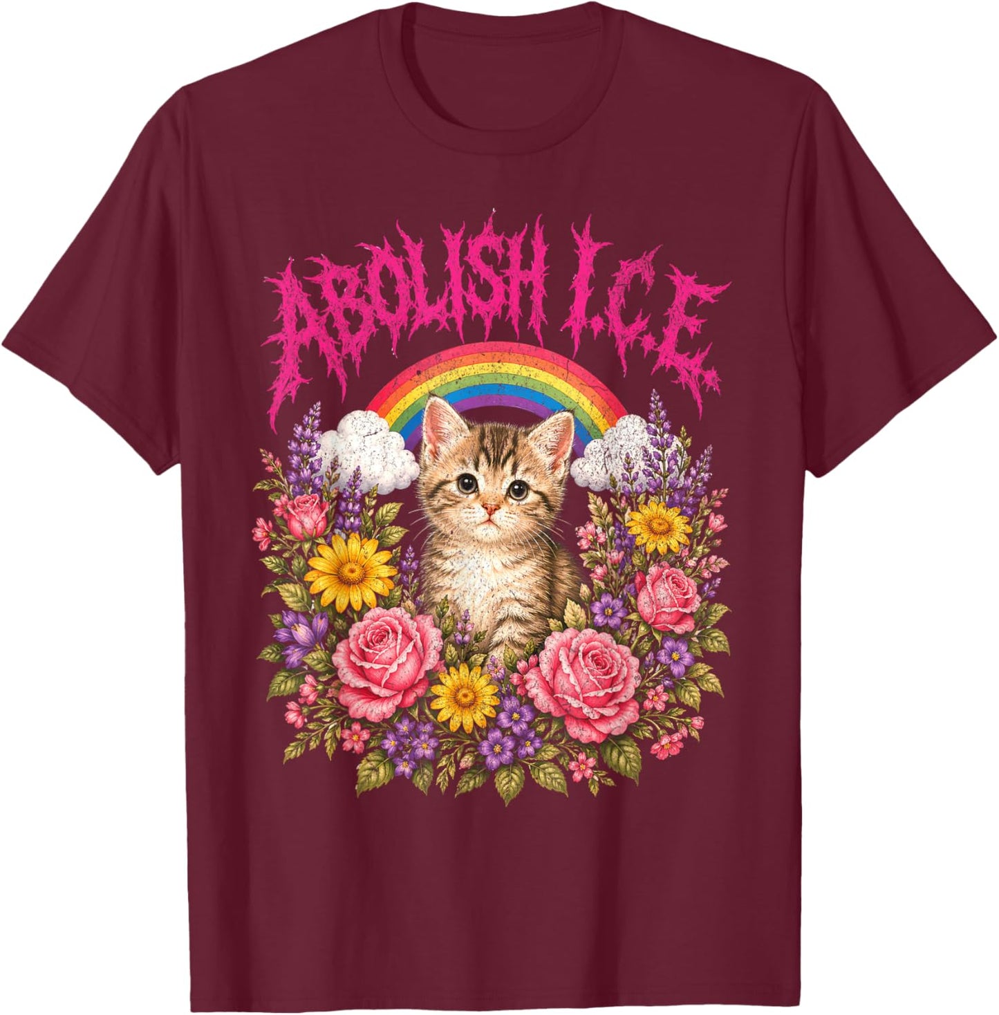 Abolish ICE Heavy Metal T-Shirt - T-Shirt | Maroon