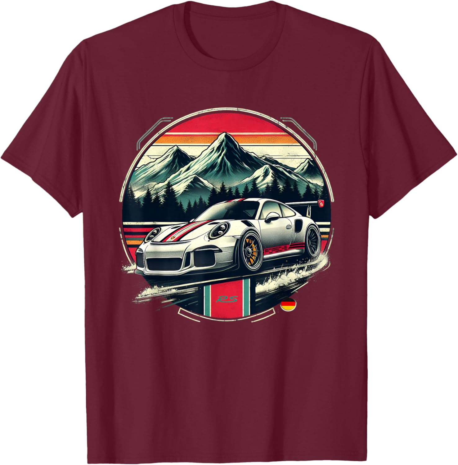 911 GT3 RS German Super Sports Car T-Shirt - T-Shirt | Maroon