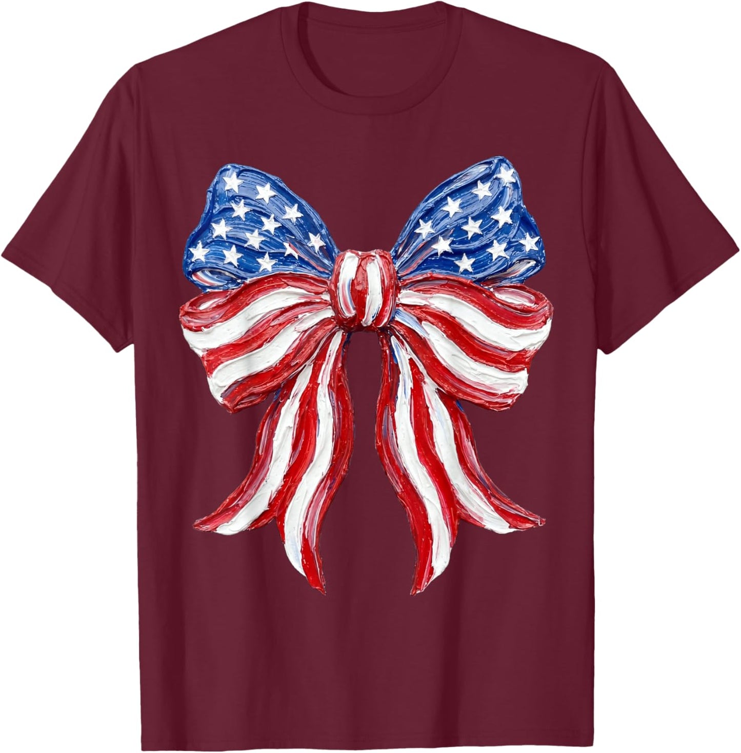 Coquette Bow 4th of July 250th Anniversary USA Independence T-Shirt - T-Shirt | Maroon