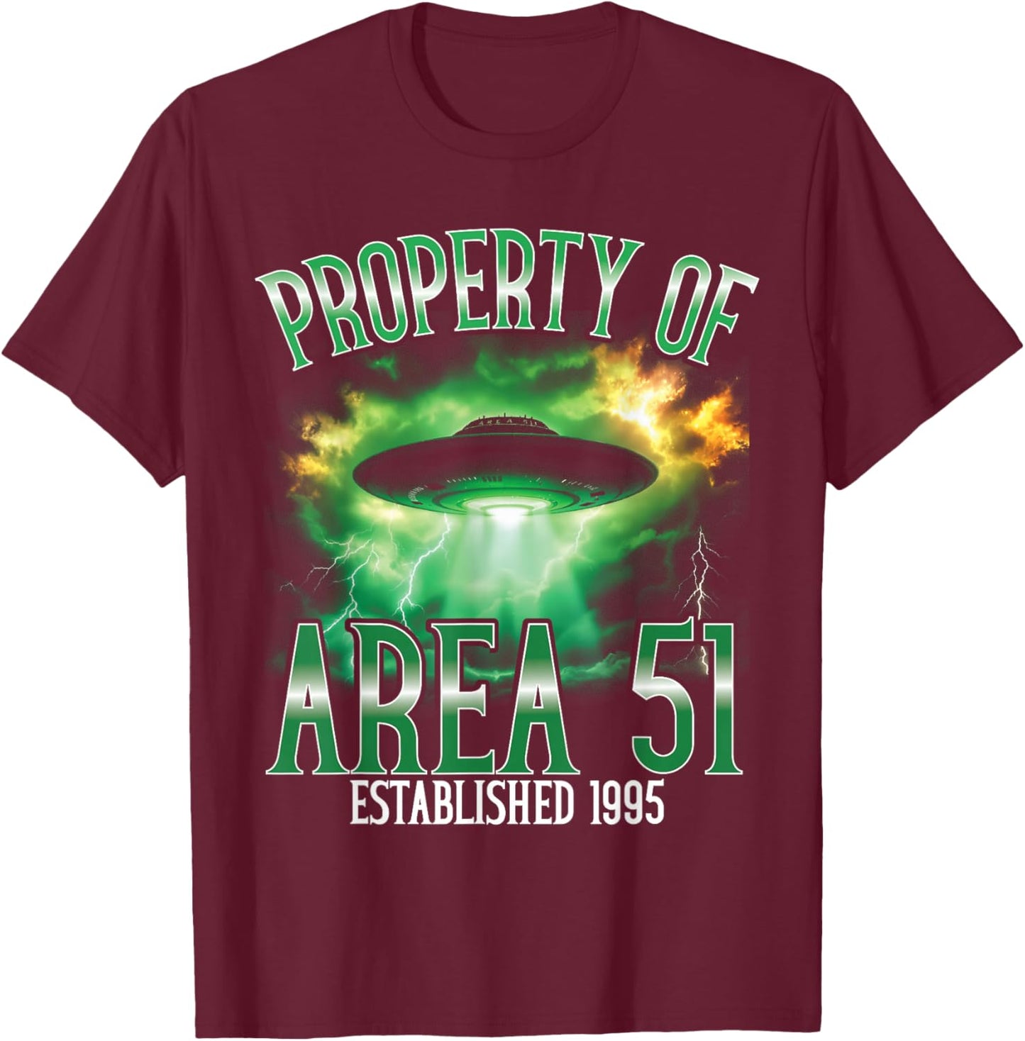Propriété de la Zone 51 OVNI Extraterrestre T-Shirt - T-Shirt | Maroon