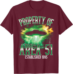 Propriété de la Zone 51 OVNI Extraterrestre T-Shirt - T-Shirt | Maroon