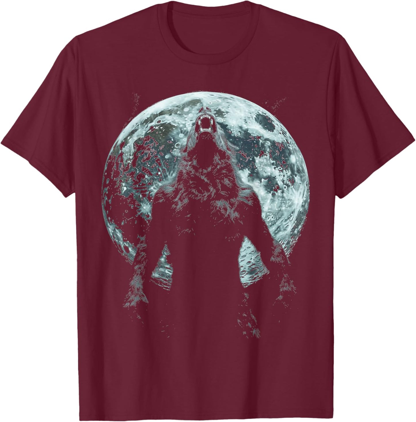 Werewolf Wolf Howling Moon Alpha Male Halloween Sigma Male T-Shirt - T-Shirt | Maroon