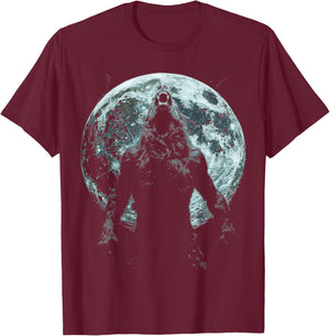 Werewolf Wolf Howling Moon Alpha Male Halloween Sigma Male T-Shirt - T-Shirt | Maroon