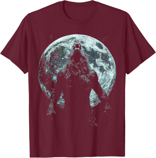 Werewolf Wolf Howling Moon Alpha Male Halloween Sigma Male T-Shirt - T-Shirt | Maroon