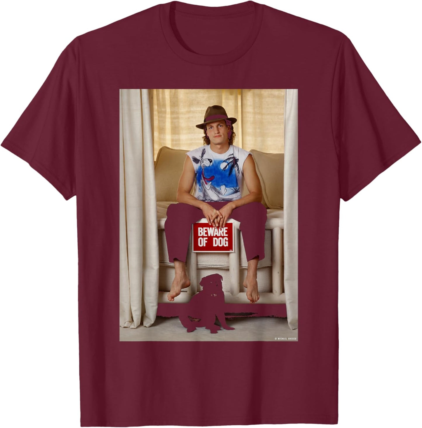 Woody Harrelson Natural Born Killers Cheers Michael Grecco T-Shirt - T-Shirt | Maroon