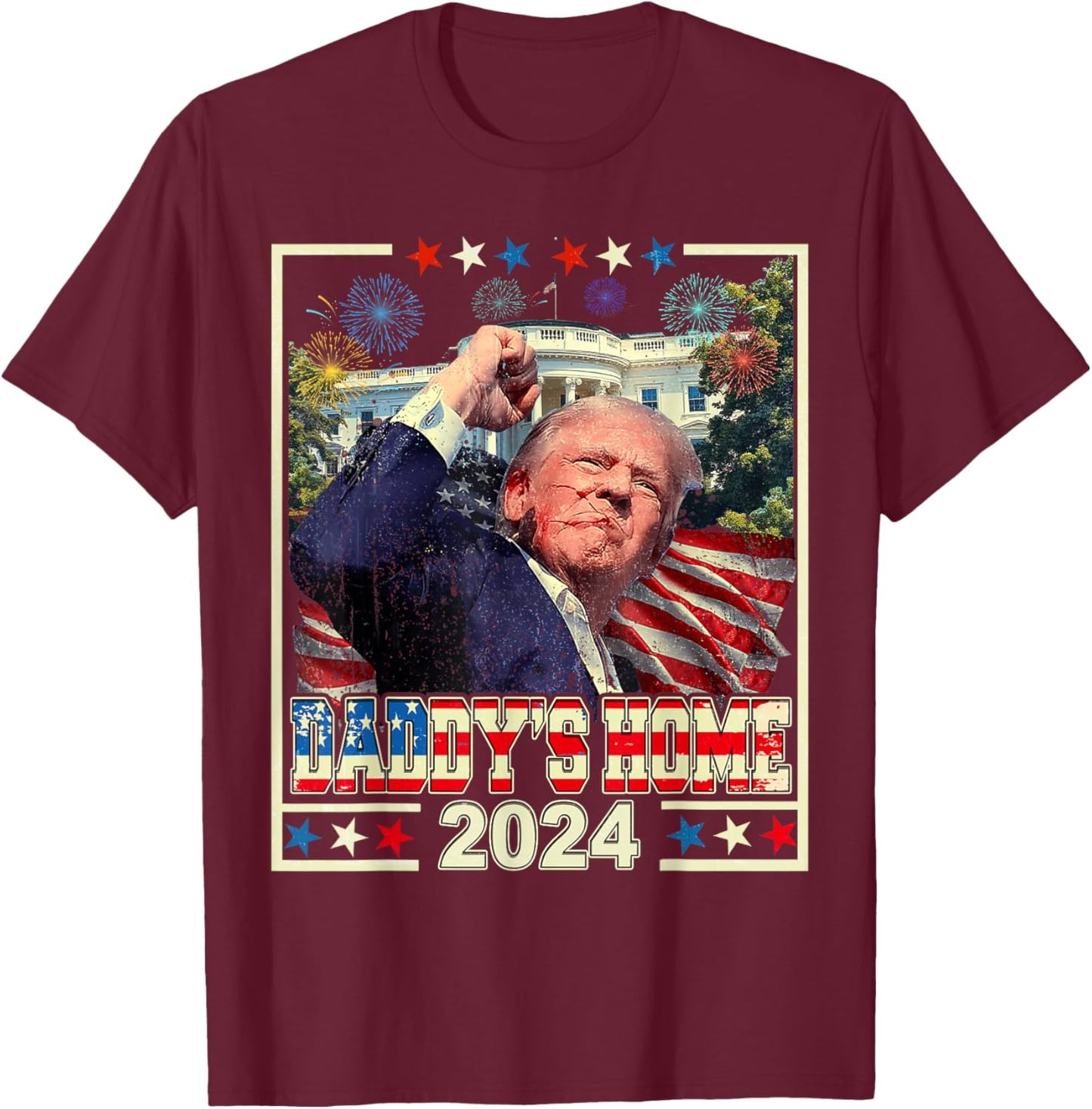 Trump 2024 Take America Back Daddy's Home Trump Pink 2024 T-Shirt - T-Shirt | Maroon