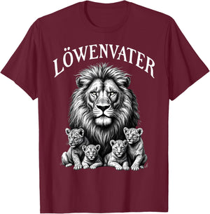 Papa von 4 Kindern Vierfacher Löwen Papa Löwe Löwenvater T-Shirt - T-Shirt | Maroon