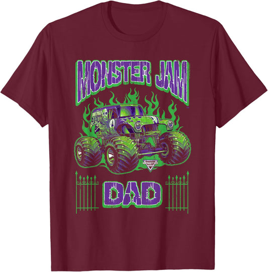 Monster Jam Grave Digger Dad Family Motorsports T-Shirt - T-Shirt | Maroon