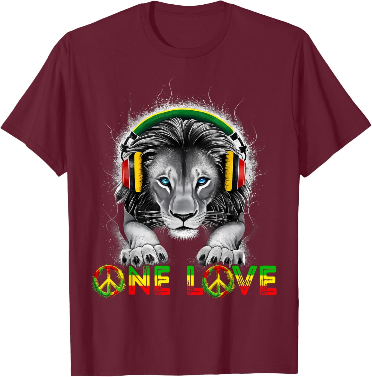 Rasta Reggae Lion Of Judah Rastafari Roots Jamaican Pride T-Shirt - T-Shirt | Maroon