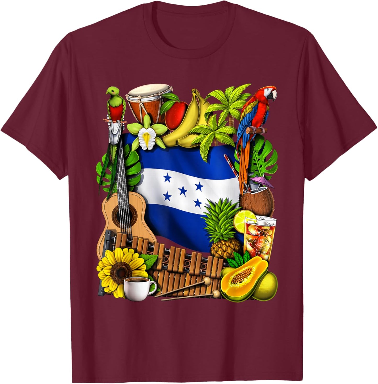 Honduras Heritage Honduran Flag Honduras Heritage Roots T-Shirt - T-Shirt | Maroon