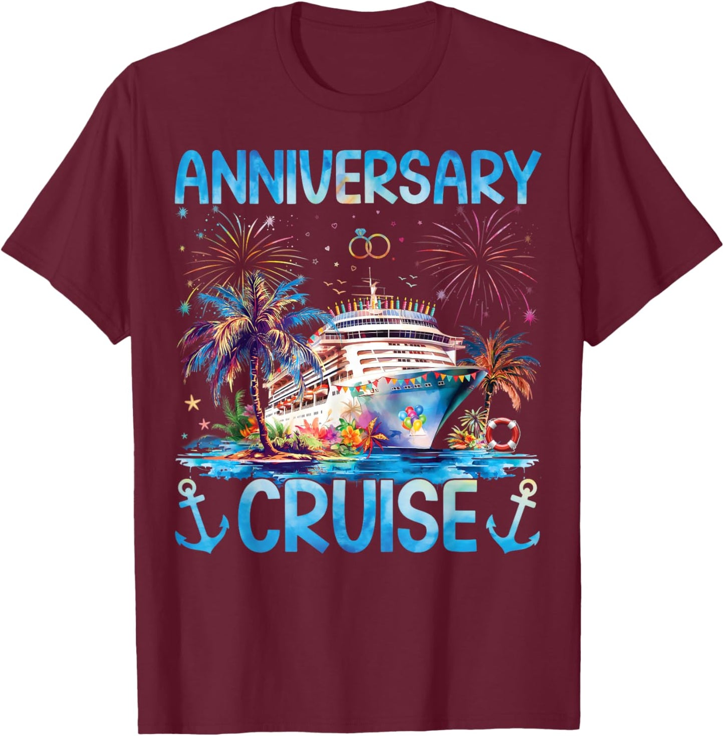 Husband And Wife It's Our Couple Matching Anniversary Cruise T-Shirt - T-Shirt | Maroon