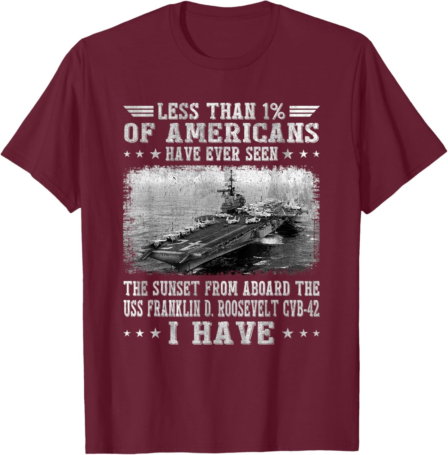 USS Franklin D. Roosevelt CVB-42 Aircraft Carrier Veteran T-Shirt - T-Shirt | Maroon