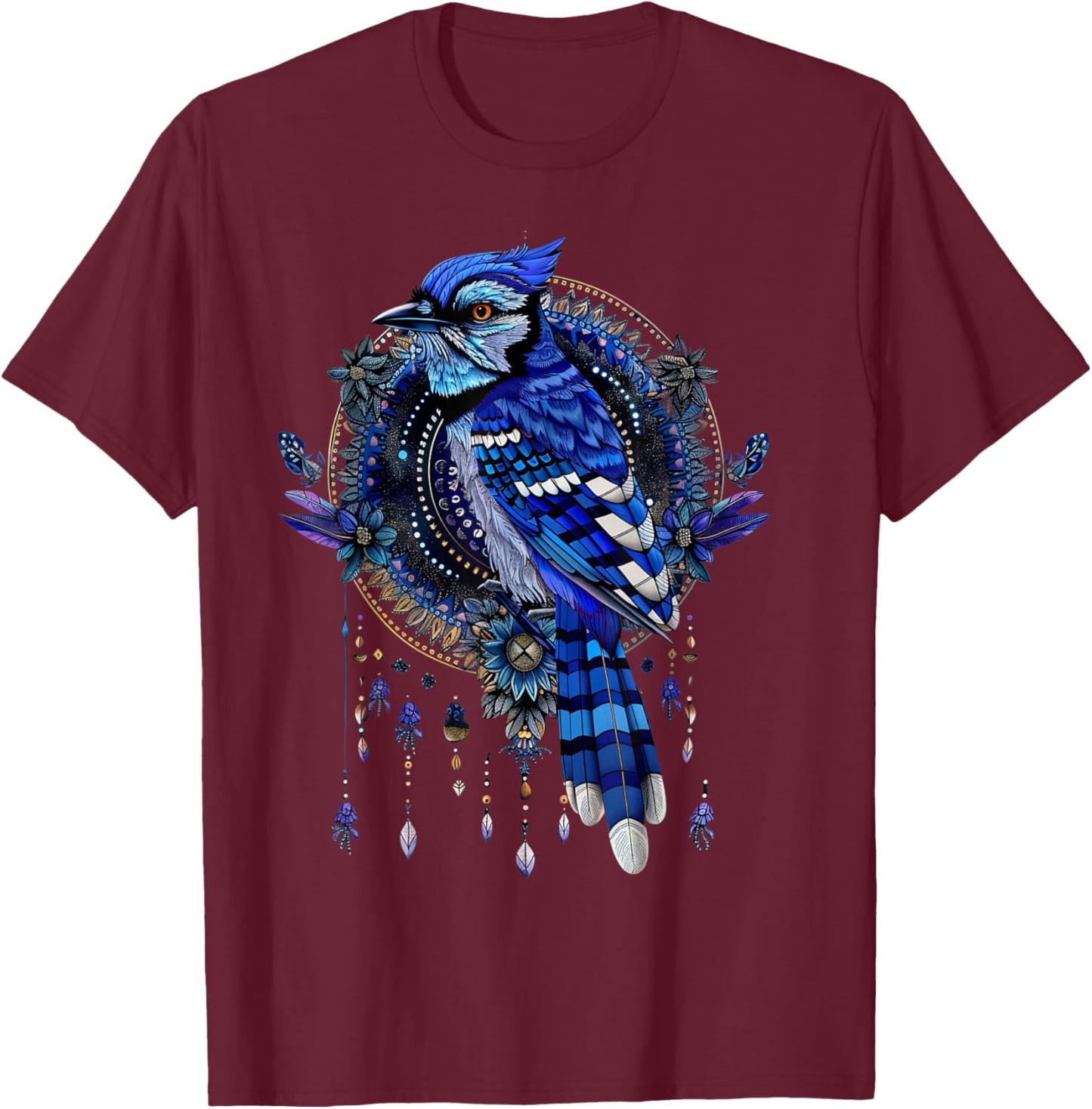 Blue Jay bird animals lover Graphic T-Shirt - T-Shirt | Maroon