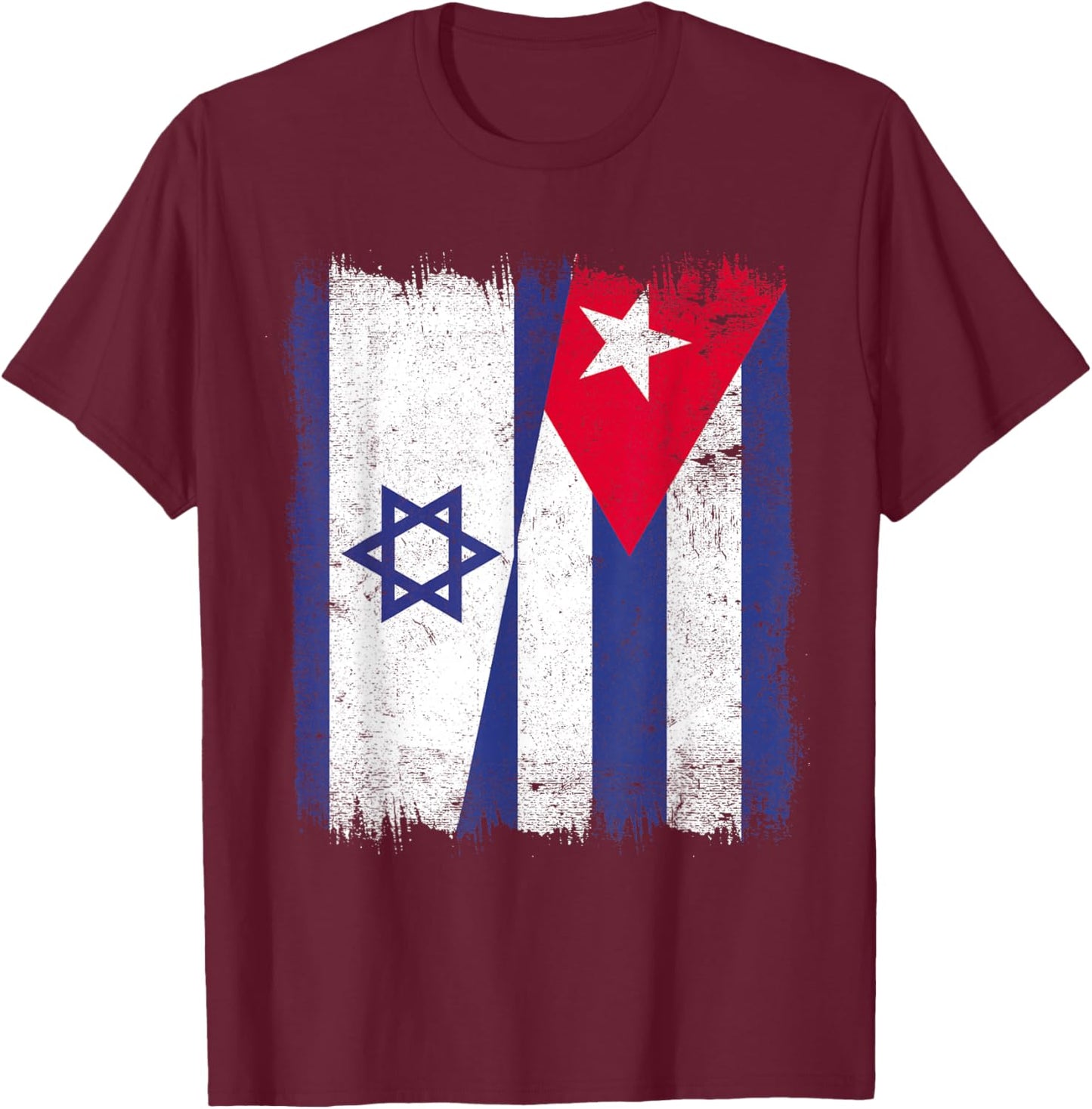Israel Cuba Half Flag Israeli Cuban Heritage T-Shirt - T-Shirt | Maroon