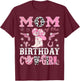 Mom Of The Birthday Cow-Girl Pink Disco Rodeo Western T-Shirt - T-Shirt | Maroon